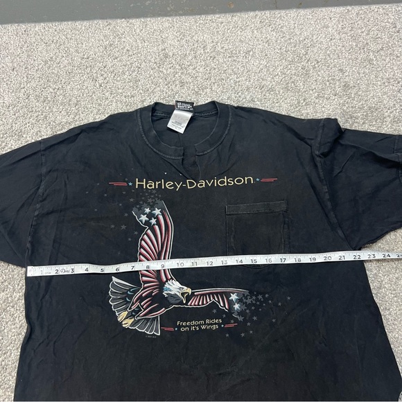 Vtg Harley Davidson Shirt Adult XL Black Eagle Freedom Rides Pocket Y2K 2001 - Picture 3 of 7